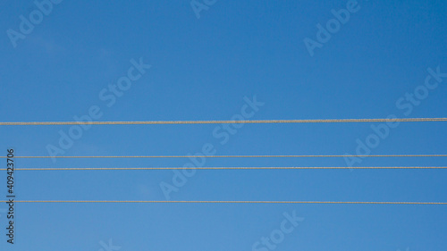 Four thin straight lines on a blue background