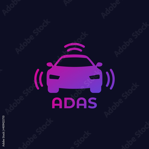 Advanced driver-assistance system vector icon
