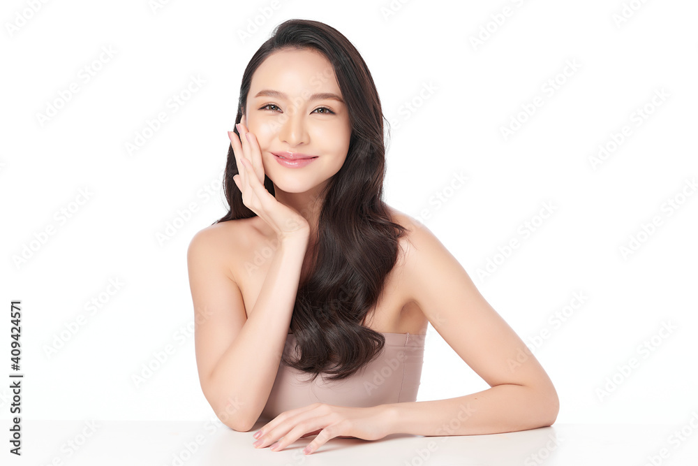 Beautiful young asian woman with clean fresh skin on white background, Face care, Facial treatment, Cosmetology, beauty and spa, Asian women portrait Beautiful young asian woman with clean fresh skin on white background, Face care, Facial treatment, Cosmetology, beauty and spa, Asian women portrait