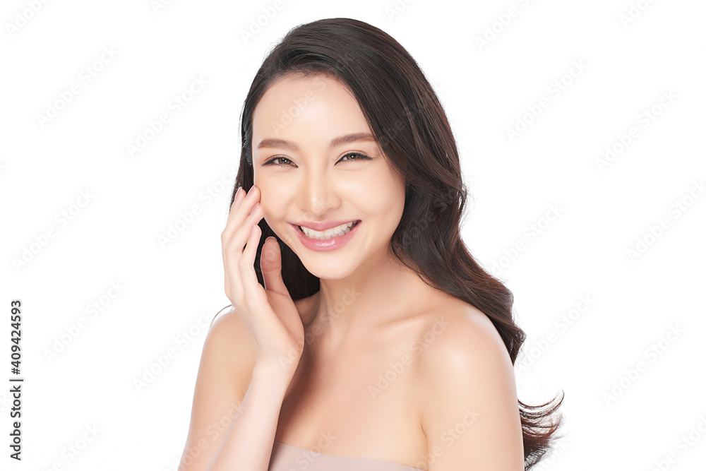 Beautiful young asian woman with clean fresh skin on white background, Face care, Facial treatment, Cosmetology, beauty and spa, Asian women portrait Beautiful young asian woman with clean fresh skin on white background, Face care, Facial treatment, Cosmetology, beauty and spa, Asian women portrait