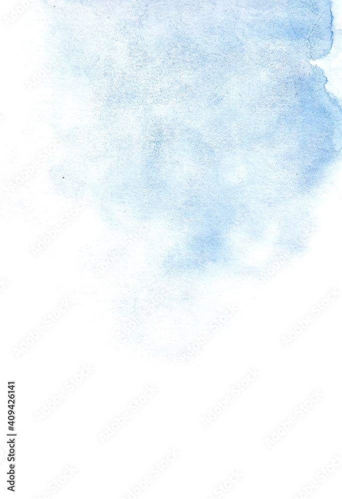 abstract watercolor background. blue and white spots, blots, splashes. paint texture