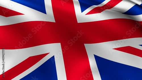 The flag of England animation, United Kingdom 3D waving Great Britain Union Jack flag 4K animation background.