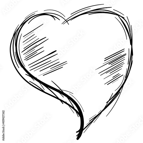 Scetch heart. Vector scetch hand-drawn heart.