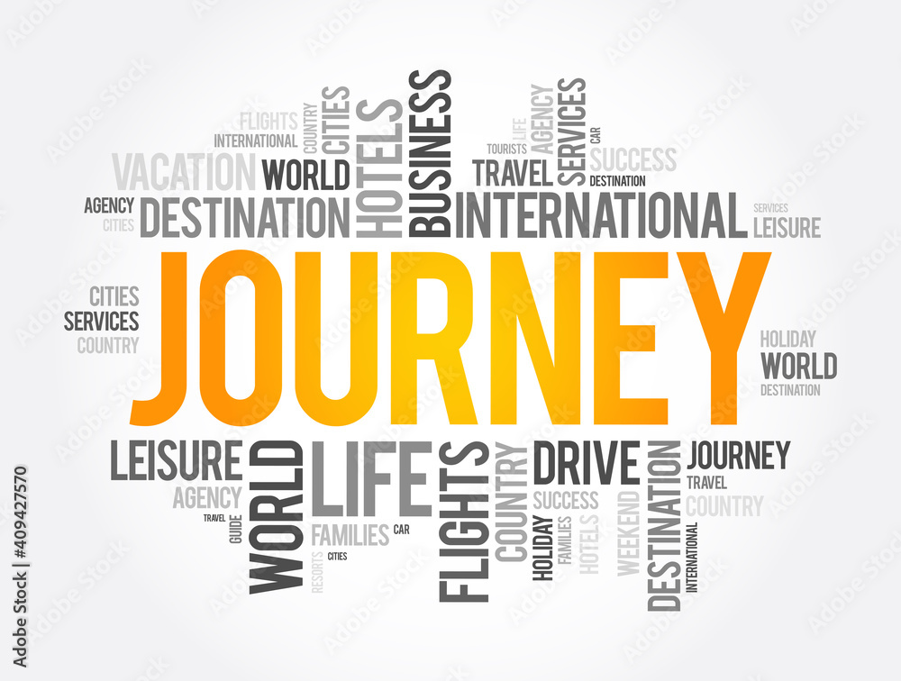 Fototapeta premium Journey word cloud collage, travel concept background