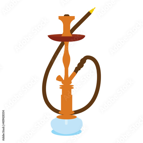 A brown glass Turkish hookah on a clean white backdrop