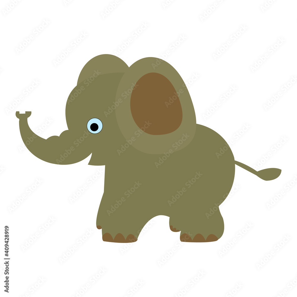 Fototapeta premium happy and cute elephant on white backdrop