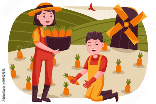 Farm Vector Illustration.