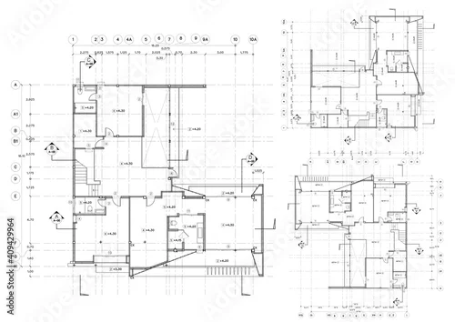 Obraz Write a blueprint architecture for building.