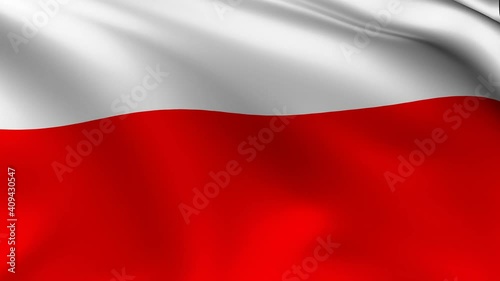 The flag of Poland animation,  Polish 3D waving flag close up, national flag 4K animation background.
