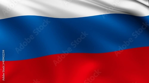 The flag of Russia animation,  Russian 3D waving flag close up, national flag 4K animation background.

