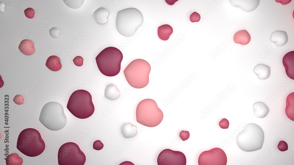 Card with pink and white hearts pattern on light background. 3d rendering, blank space for text Card with pink and white hearts pattern on light background. 3d rendering, blank space for text