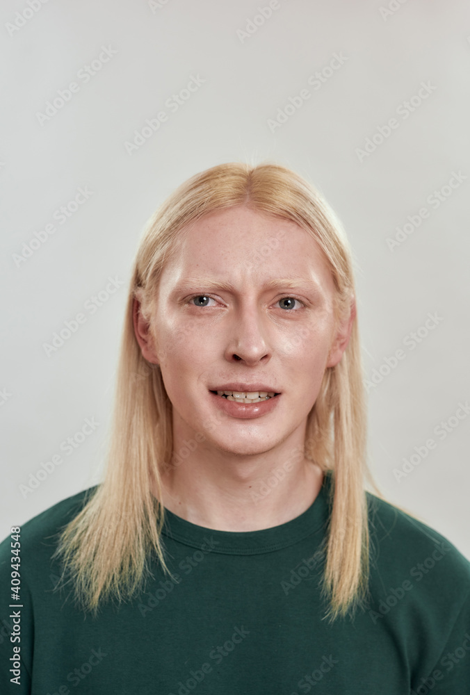 Portrait of handsome young long hair male model Portrait of handsome young long hair male model