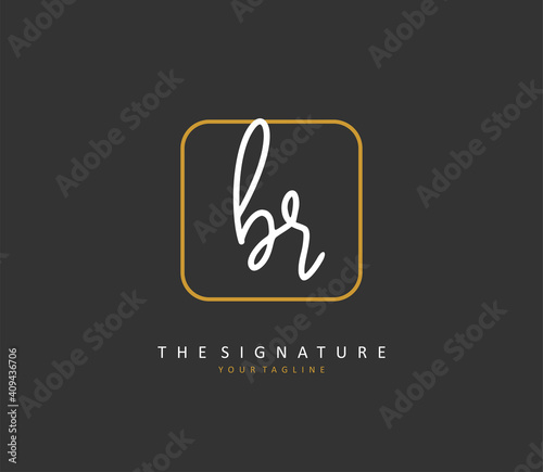 BR Initial letter handwriting and signature logo. A concept handwriting initial logo with template element.