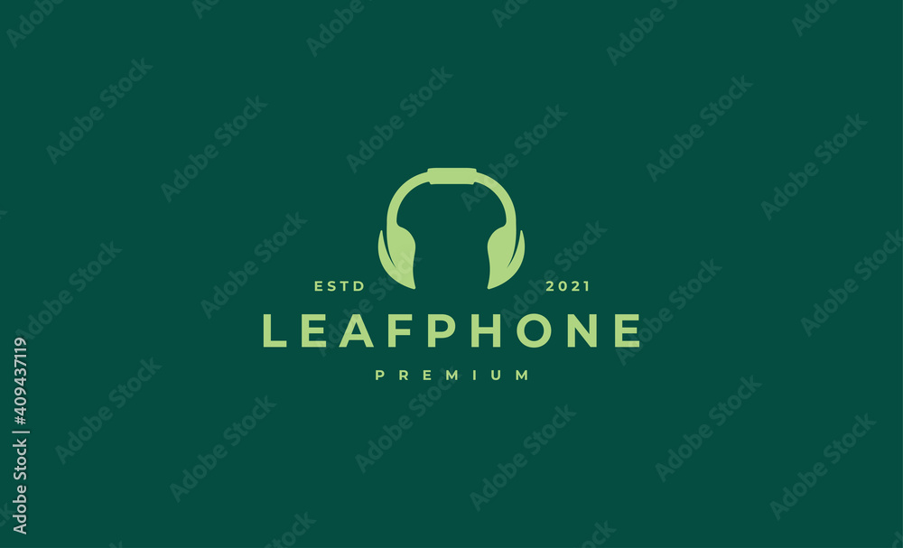 leaf headphone logo vector design illustration leaf headphone logo vector design illustration