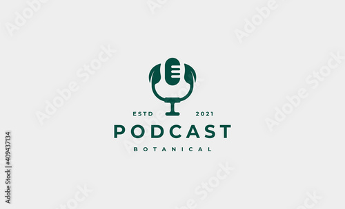 leaf podcast logo vector design illustration