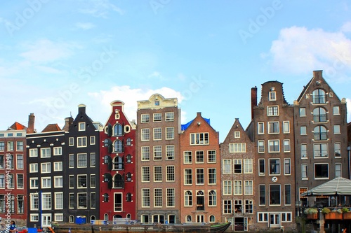 View of colored houses in Amsterdam.