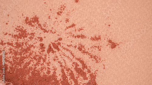 Brown chocolate powder, closeup. Space for text