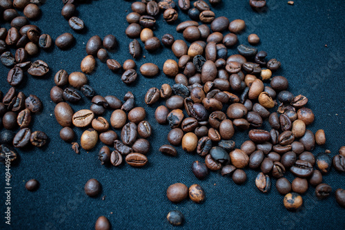 coffee beans on black background