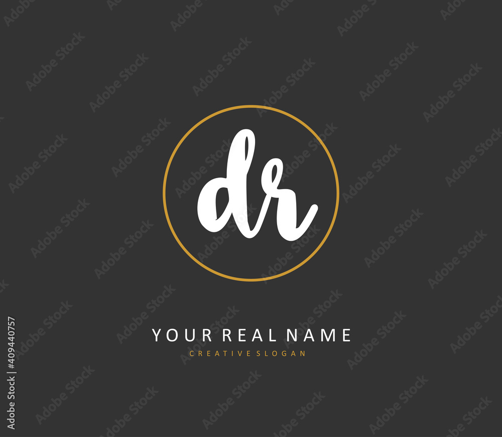 Fototapeta premium DR Initial letter handwriting and signature logo. A concept handwriting initial logo with template element.