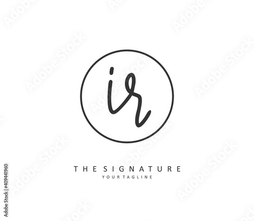 IR Initial letter handwriting and signature logo. A concept handwriting initial logo with template element.