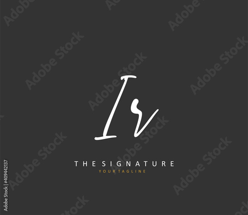 IR Initial letter handwriting and signature logo. A concept handwriting initial logo with template element.