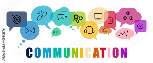 Communication sign vector with speech bubbles pictogram 