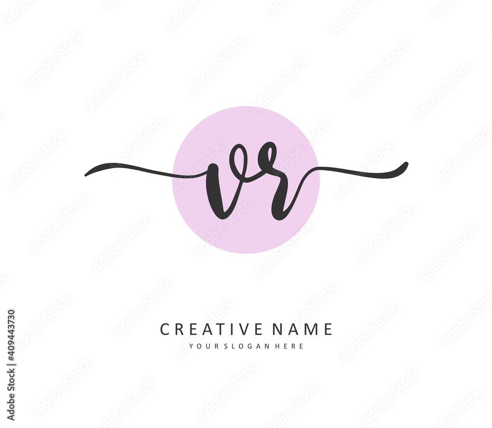 VR Initial letter handwriting and signature logo. A concept handwriting initial logo with template element. VR Initial letter handwriting and signature logo. A concept handwriting initial logo with template element.
