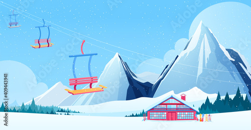 Winter ski Resort Composition