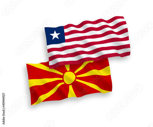 Flags of Liberia and North Macedonia on a white background