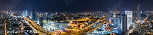 Tel Aviv Cityscape Aerial View At Night