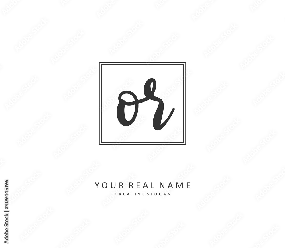 OR Initial letter handwriting and signature logo. A concept handwriting initial logo with template element.