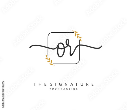 OR Initial letter handwriting and signature logo. A concept handwriting initial logo with template element.