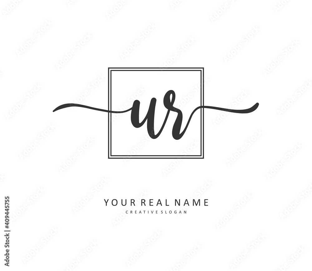 UR Initial letter handwriting and signature logo. A concept handwriting initial logo with template element. UR Initial letter handwriting and signature logo. A concept handwriting initial logo with template element.