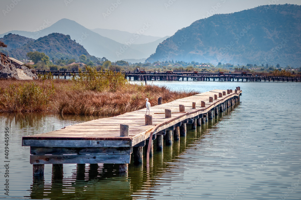 Wooden Pier  up the Dalyan river, Turkey