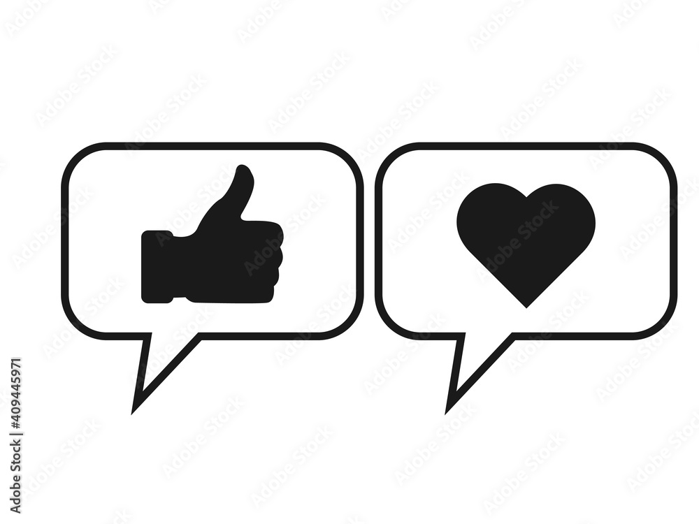 Like or thumb up and heart icons.Vector illustration isolated on white background,EPS 10 Like or thumb up and heart icons.Vector illustration isolated on white background,EPS 10