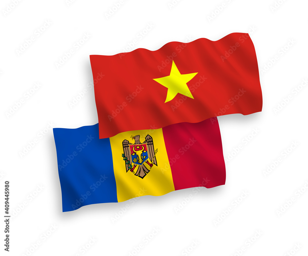 Flags of Moldova and Vietnam on a white background Flags of Moldova and Vietnam on a white background