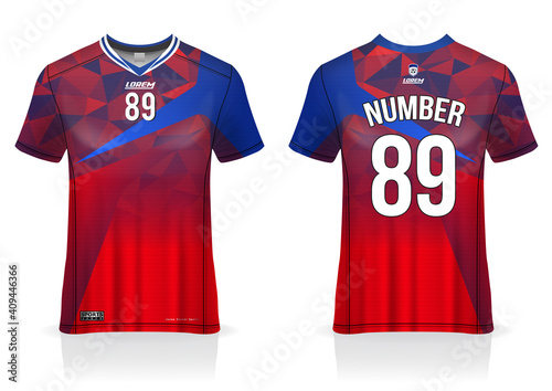 Soccer jersey design template, uniform front and back view 