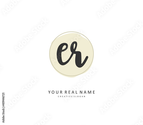 ER Initial letter handwriting and signature logo. A concept handwriting initial logo with template element.