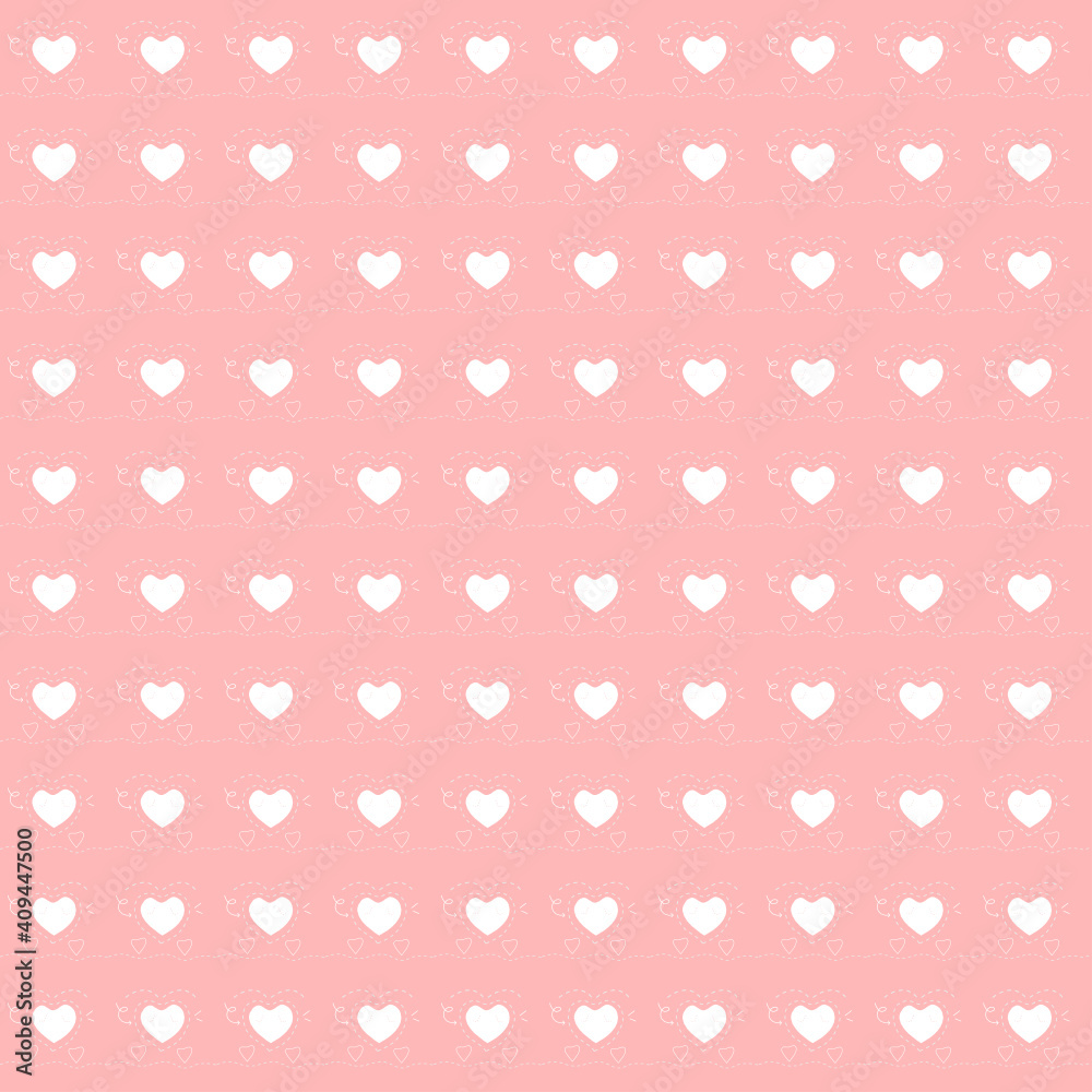 White heart pattern on pink background