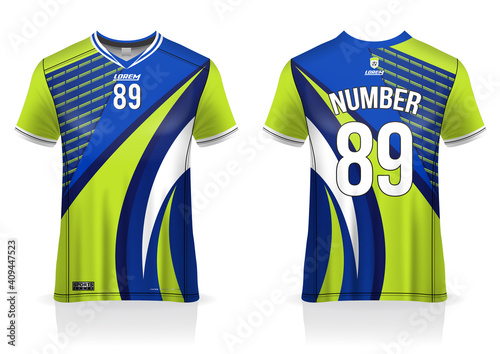 Soccer jersey design template, uniform front and back view 