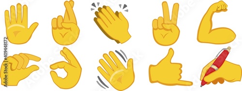 Vector illustration of emoticons of hands with different gestures