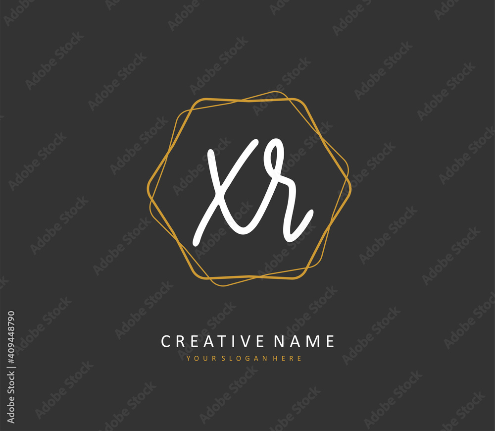 Obraz premium XR Initial letter handwriting and signature logo. A concept handwriting initial logo with template element.