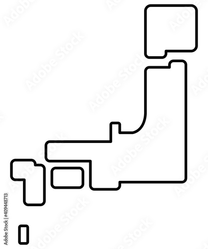 デフォルメのシンプルな日本地図　線画