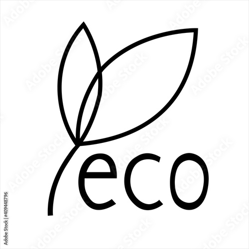 Vector organic icon with leaves in line slyle