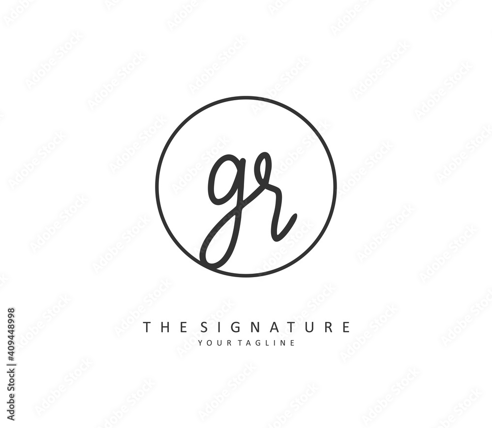 Fototapeta premium GR Initial letter handwriting and signature logo. A concept handwriting initial logo with template element.