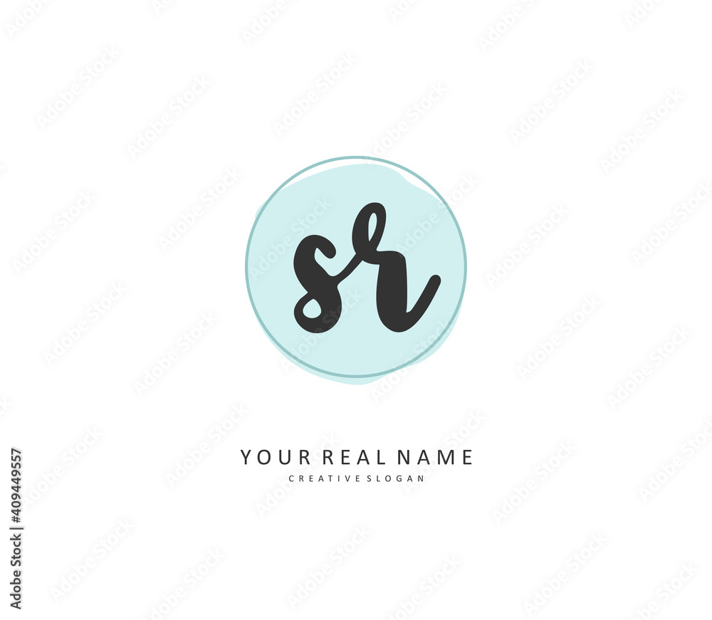 Fototapeta premium SR Initial letter handwriting and signature logo. A concept handwriting initial logo with template element.
