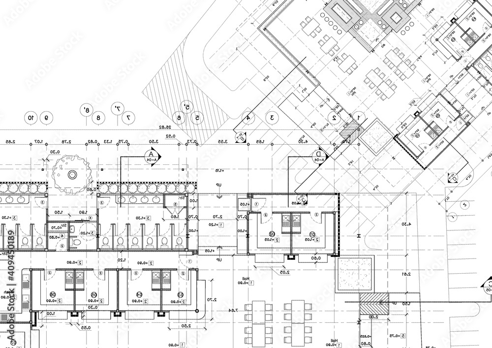 Fototapeta premium Write a blueprint architecture for building.