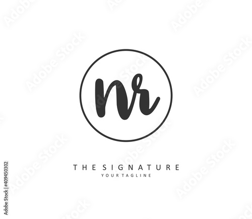 NR Initial letter handwriting and signature logo. A concept handwriting initial logo with template element.