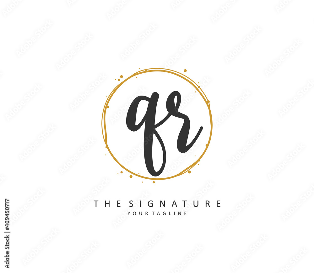 QR Initial letter handwriting and signature logo. A concept handwriting initial logo with template element. QR Initial letter handwriting and signature logo. A concept handwriting initial logo with template element.