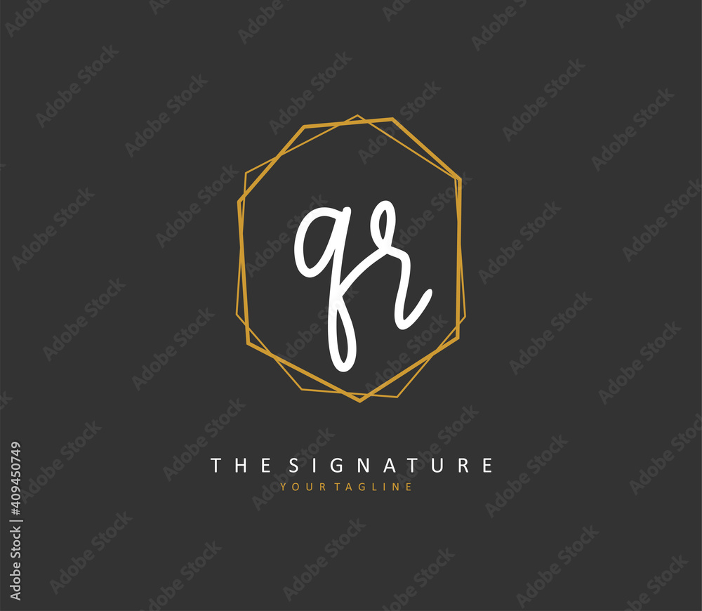 QR Initial letter handwriting and signature logo. A concept handwriting initial logo with template element. QR Initial letter handwriting and signature logo. A concept handwriting initial logo with template element.